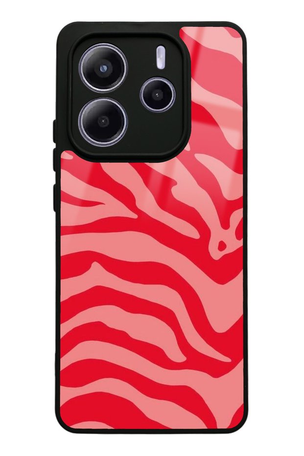 حافظة هاتف لامعة بتصميم الحمار الوحشي الأحمر لهاتف Xiaomi Redmi Note 14 5G