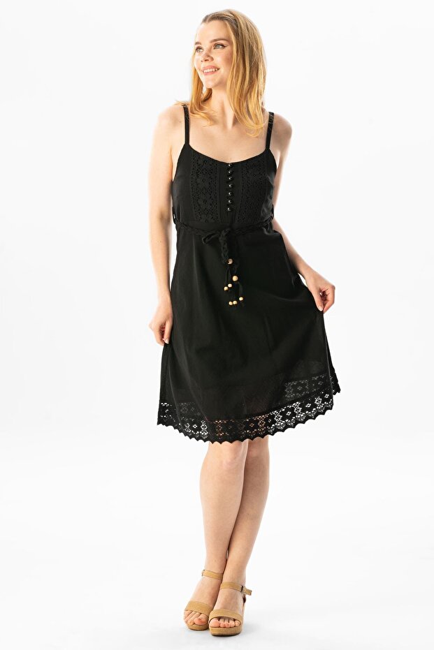 Strappy Sile Cloth Eda Short Summer Dress Black Syh