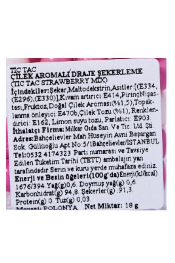 Tictac Çilek Aromalı Şeker 18 Gr. (1 Adet) - 3
