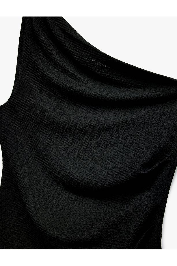 Asimetrik Drape Detaylı Tek Omuz Bluz - 5
