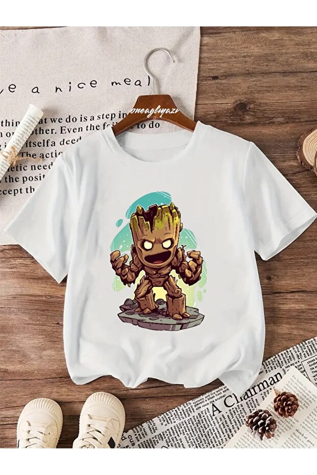 تي شيرت كبير الحجم مطبوع عليه Groot للأطفال