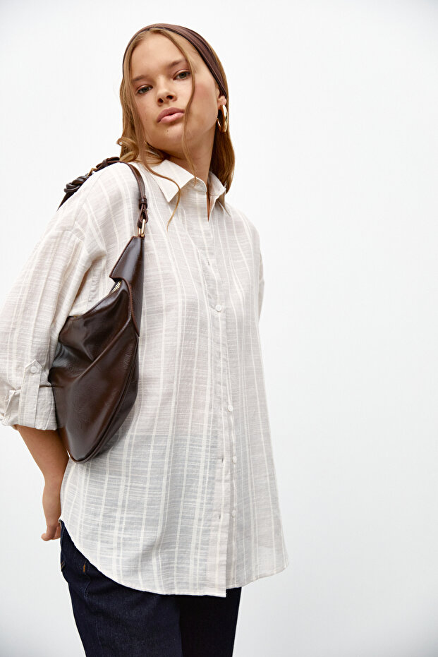 Simli Oversize Gömlek - 7