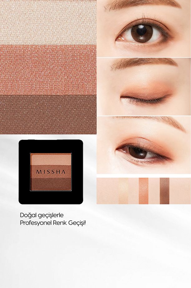 Yumuşak Dokulu, Dökülme Yapmayan 3 Renkli Göz Farı Triple Shadow (NO.14 DEWY APRİCOT) - 2