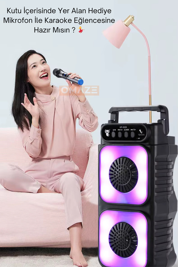 Superbass Mikrofonlu Bluetooth Hoparlör Rgb Led Işıklı Karaokeli Kablosuz Ses Bombası Siyah - 8