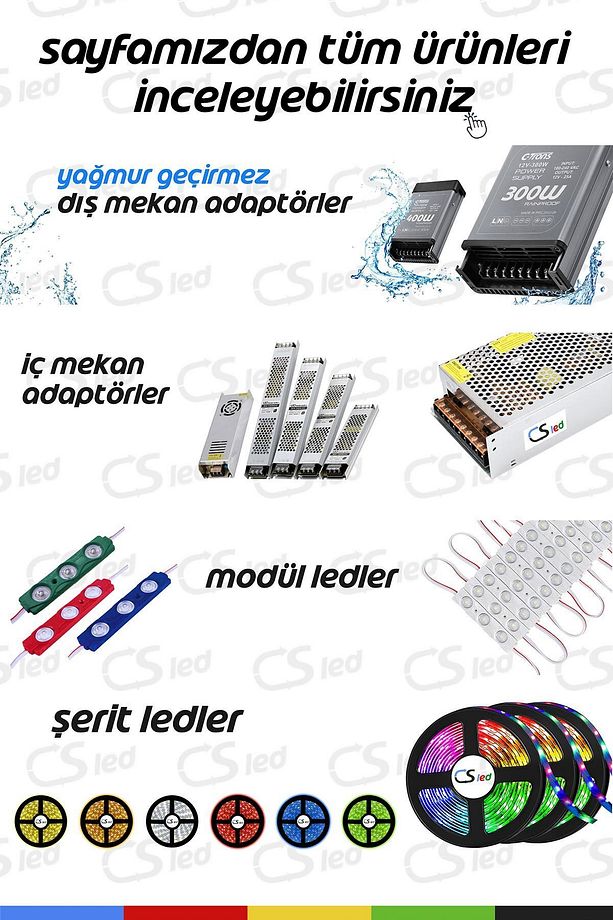 Beyaz 60 cm LED Floresan – 12V Adaptör Dahil, Yüksek Verimli Aydınlatma - 7