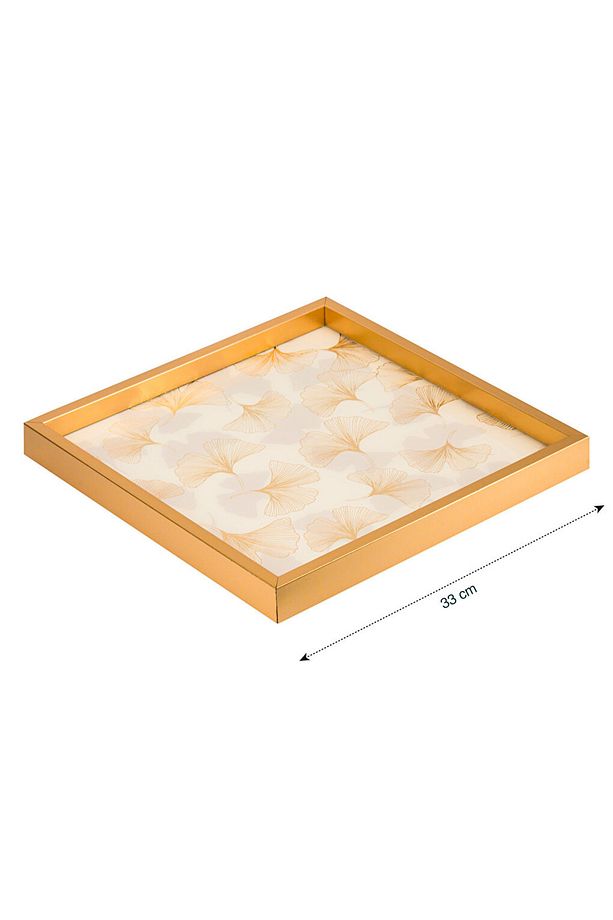 Sarı Çiçek Baskılı Dekoratif Tepsi 33 cm - 5