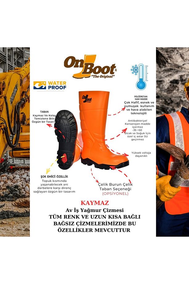 Onboot Uzun Soğuk Sıcak Geçirmez,su Geçirmez Kaymaz Tabanlı Iş Av Ve Yağmur Çizmesi 1001 - 6