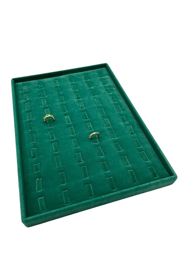 Domestic Production Suede Fabric Green 34/24 cm Vertical Nail Drawer Ring Table