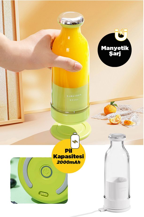 Smoothie Blender Taşınabilir Şarjlı Kişisel Mini Meyve Karıştırıcı 300 ml - 6