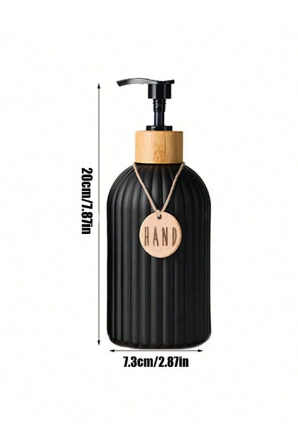 2 Li Siyah-Beyaz Mutfak Banyo Sıvı Şampuan Kutusu Sabunluk Seti 500ml+500ml Bambu Tepsi ve Kolyeli - 6