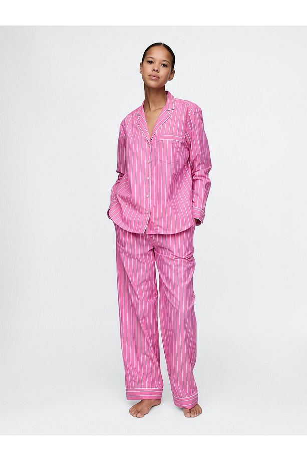 Kadın Pembe Poplin Pijama Gömleği - 4
