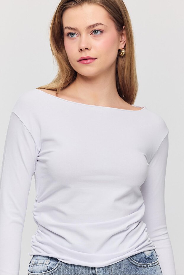 3027 بلوزة جانبية مجمعة إكرو - 7