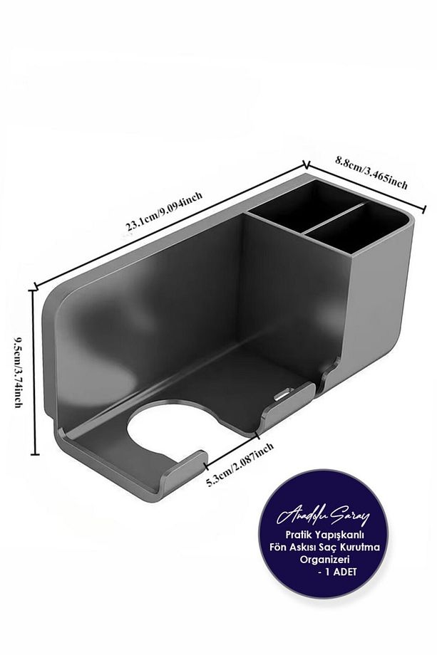 Kendinden Yapışkanlı Saç Kurutma Makinesi Tutacağı Banyo Düzenleyici Banyo Askısı Raf Organizer Düze - 3
