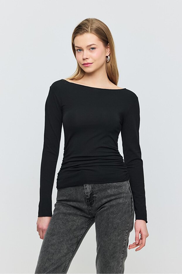 3027 بلوزة سوداء الجانبين - 3