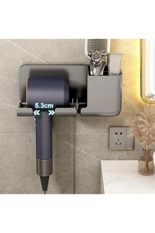 Kendinden Yapışkanlı Saç Kurutma Makinesi Tutacağı Banyo Düzenleyici Banyo Askısı Raf Organizer Düze - 4