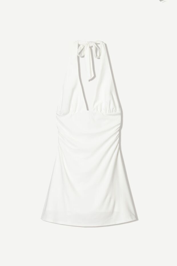 Halter yaka mini elbise - 1