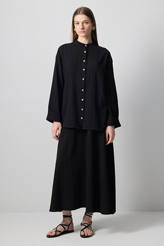 Linen Bluz Skirt Suit