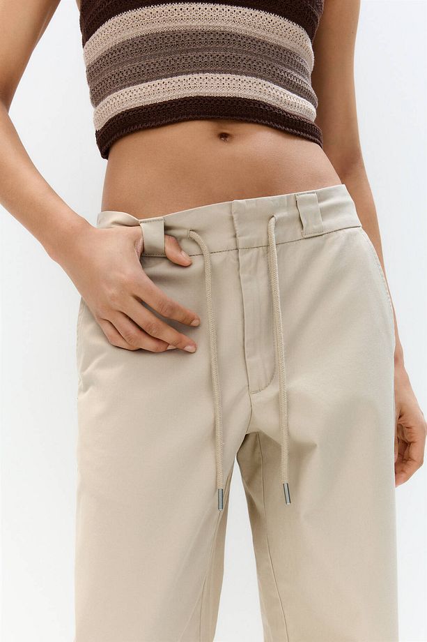 Bağcıklı kumaş pantolon - 4