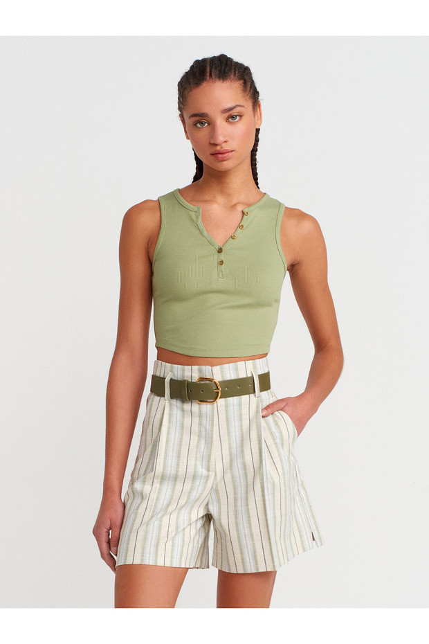 71613 Kemerli Şort-yeşil - 3