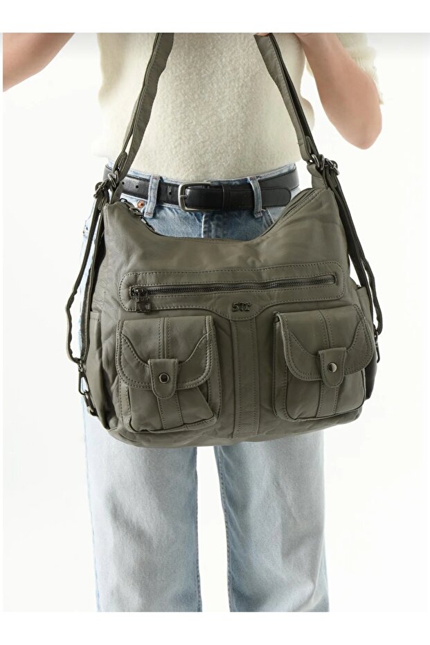 حقيبة ظهر من الجلد الصناعي - 1