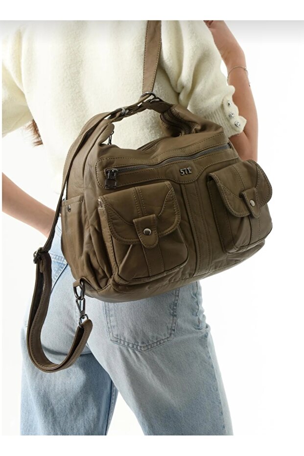 حقيبة ظهر من الجلد الصناعي - 3