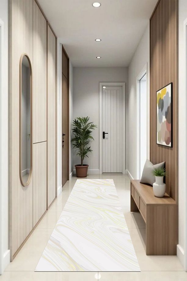 Krem Ebruli Makinede Yıkanabilir Salon Halısı Yatak Odası Halısı & Yolluk Modelleri - 4