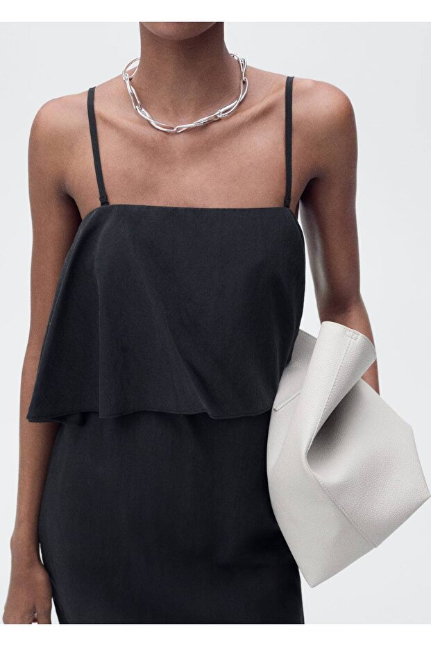 Volanlı lyocell elbise - 7