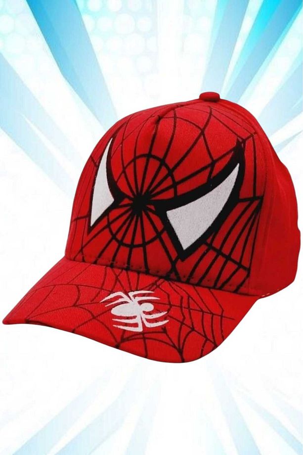 Erkek Çocuk 5-8 Yaş Pamuklu Spider Şapka Örümcek Adam Şapka - 5