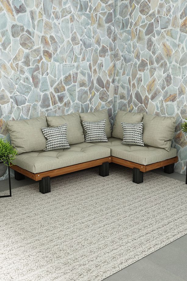 Köşe Rustik Sedir Masif Ağaç 120x190 Teak Renk - 3
