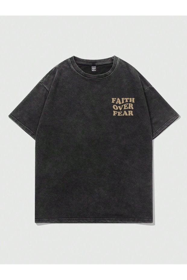 Faith over Fear Printed Organic Batik Cotton Black Unisex T-Shirt - 3