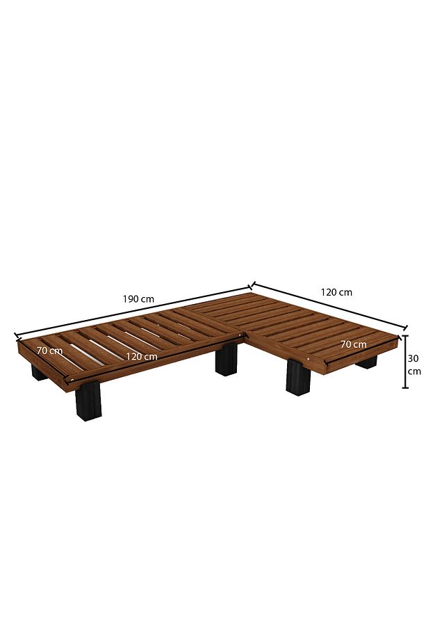 Köşe Rustik Sedir Masif Ağaç 120x190 Teak Renk - 7