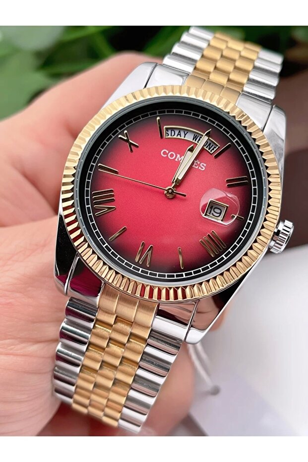 Erkek Kol Saati Çift Takvim Çelik Kordon Rolex Model - 1