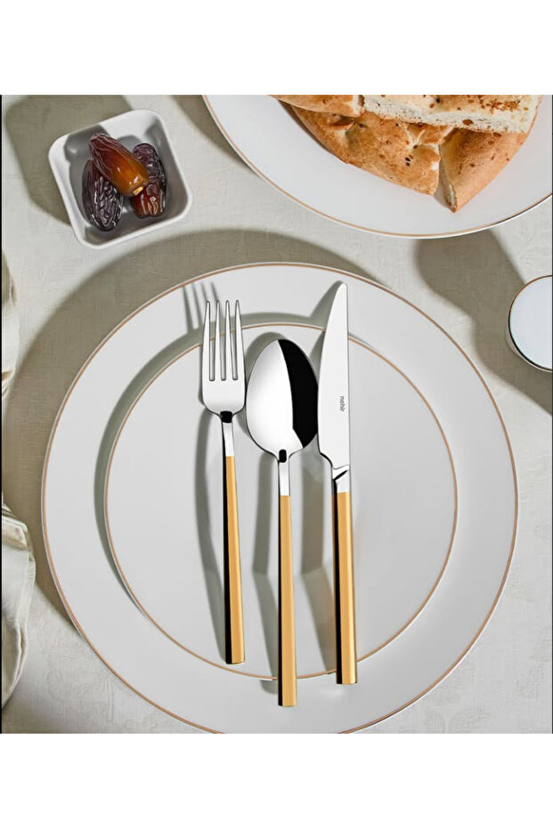 dalyan gold 60 piece fork spoon set 18/10 stainless steel 12 seater