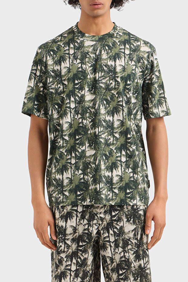 Armani Exchage 100% Cotton Regular Fit Crew Neck Patterned t Shirt Men t Shirt