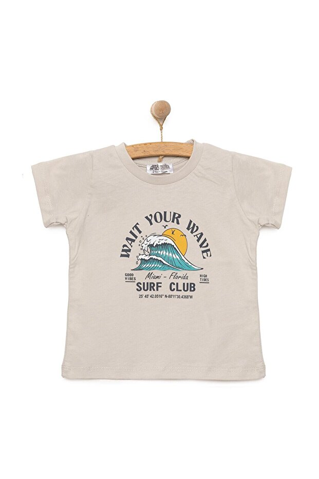 HelloBaby Basic Dalga Baskılı Tshirt Erkek Bebek - 1