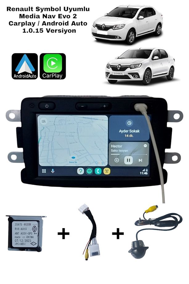 2013-2020 Renault Symbol uyumlu Multimedya Carplay/Android Auto özelikli  1.0.15 Versiyon - 1