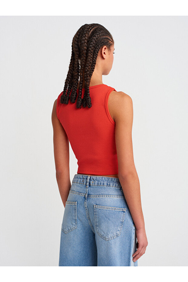 20983 رقبة مربعة بأزرار - أحمر - 2