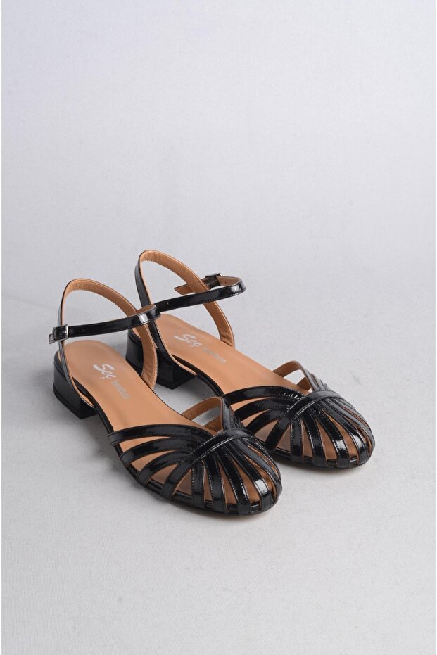 Select 024 genuine leather women's shoe (heel height: 3cm) black patent leather