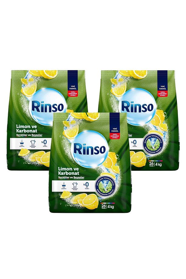 Limon ve Karbonat 4 kg Renkiler ve Beyazlar Toz Deterjan x 3 Adet - 1