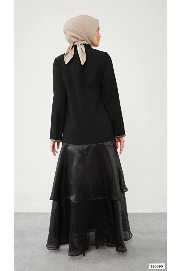 VOLANLI SİYAH FERACE - 4
