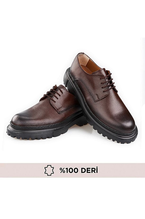 Hakiki Deri, Yüksek Tabanlı, Dikişli, 4 Mevsim, 1. Kalite, İç Dış Deri Erkek Ayakkabı - 6