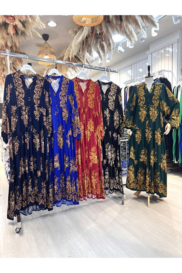 فستان أزرق منقوش - 3