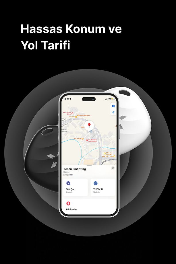 Airtag Akıllı Bluetooth Takip Cihazı Find My Mobil Uygulama Konum, Eşya Bulucu Siyah Tag X6605 - 5