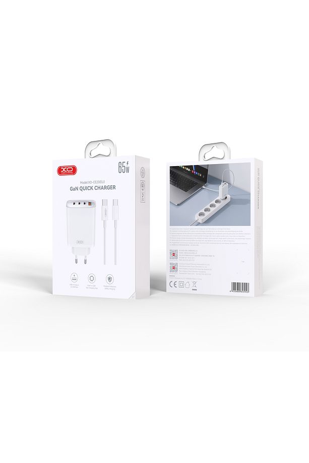 CE23 Çoklu Hızlı Şarj Adaptörü|4 Cihaza Kadar Şarj|1 Type-C Kablo|3 Type-C 1 Usb-A|65W Max Power - 3