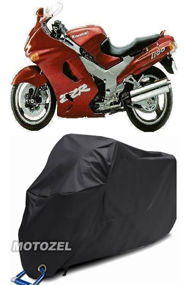 Kawasaki Zzr 1100 Lock Compatible Black Motorcycle Tarpaulin Waterproof