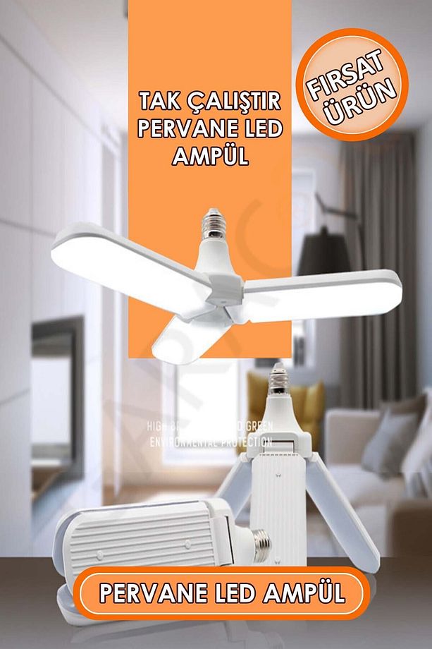 Tasarruflu Pervane Tipi Led Ampül 28 W Katlanır Led Ampul 2.800 Lümen 20.000 Saat Yanma Süresi - 1