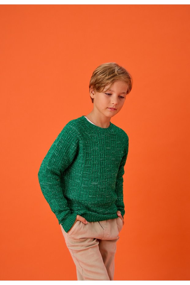 Children's Knitwear Sweater - Crew Neck, Long Sleeves and Relaxed Fit