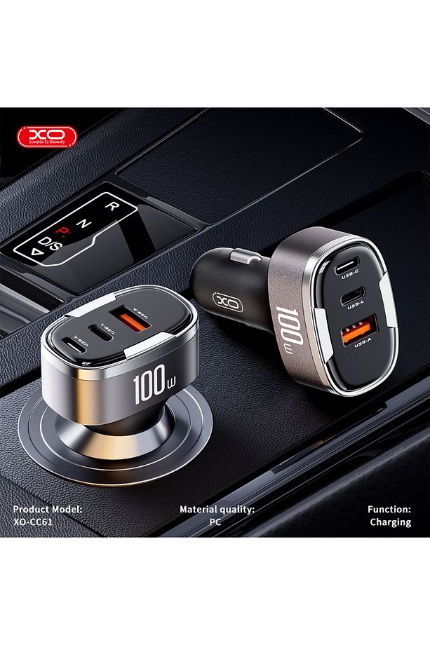 100W Araç Hızlı Şarj Adaptörü CC61,Dijital Ekran|Hızlı Şarj,1x USB-C,1x USB-A,1x Lightning - 2