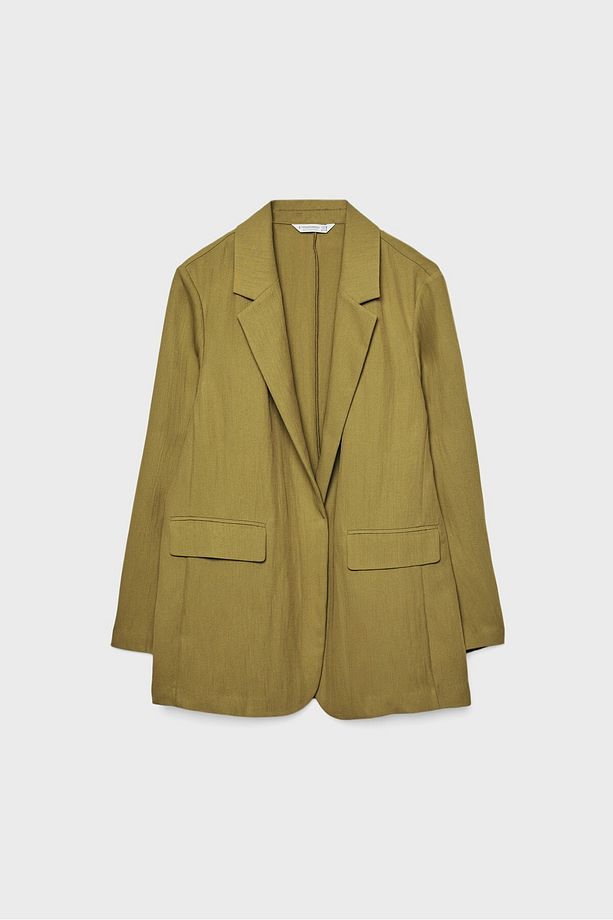Buruşuk tasarımlı dökümlü regular fit blazer - 4