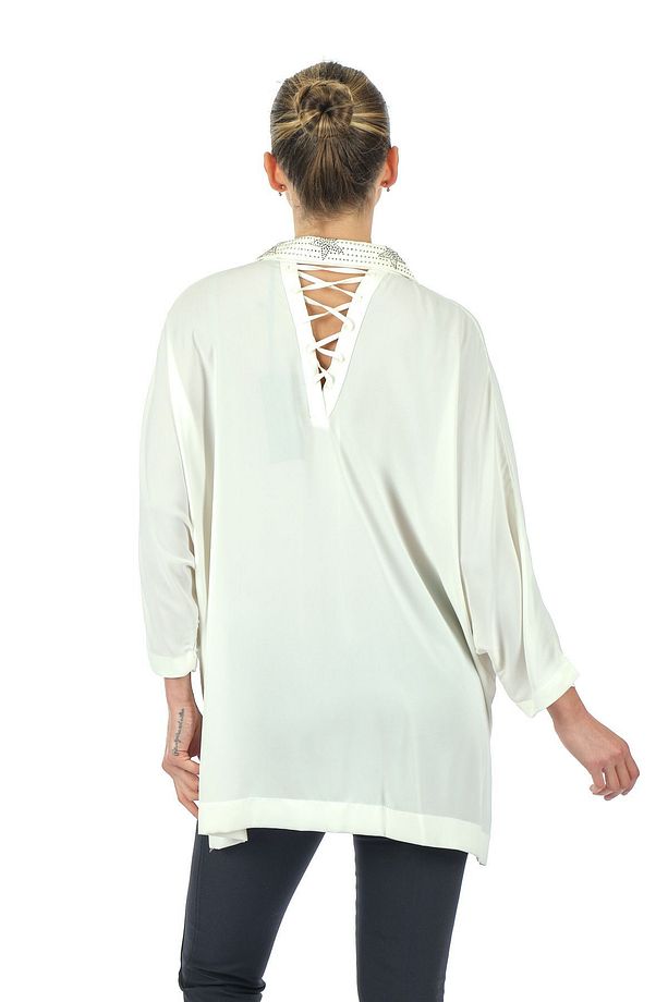 Twomail Oversize Minimalist 3/4 Kol Şifon Gömlek - Günlük Kullanım - 6